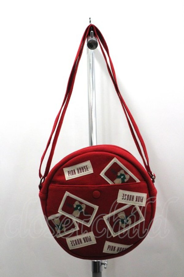 画像1: PINK HOUSE / ネームワッペンいっぱい丸形ショルダーバッグ  赤 I-26-03-30-079-LO-BG-SA-ZI (1)