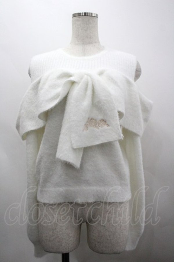 画像1: axes femme / リボンフェザーニット F 白 I-26-03-30-002-AX-TO-TE-ZI (1)