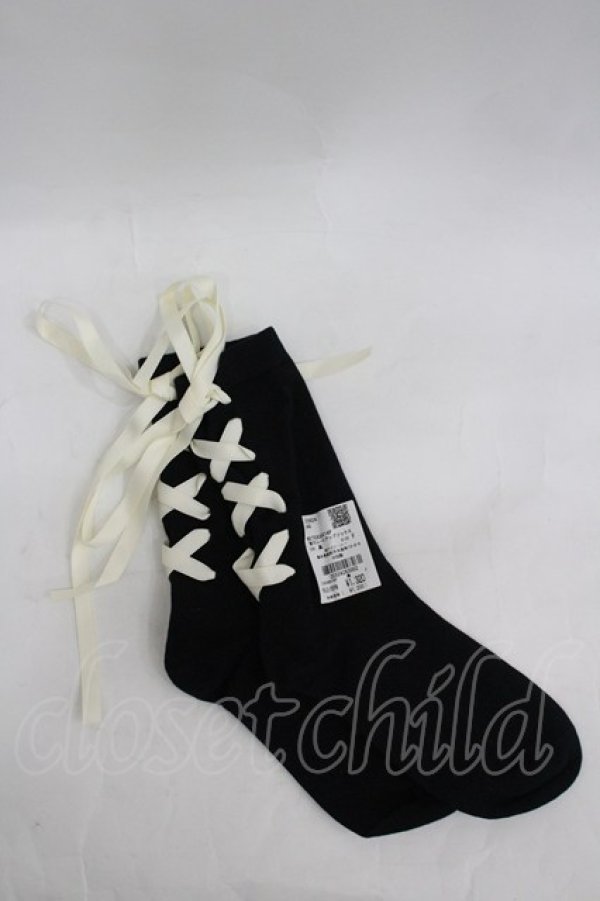 画像1: axes femme POETIQUE / 後ろレースアップソックス F 黒 I-26-03-30-100-AX-ZA-TE-ZI (1)