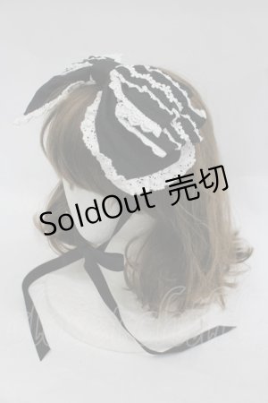 画像: BABY,THE STARS SHINE BRIGHT / シャン・ドゥ・フルールリボンヘッドドレス  黒×オフ白 I-26-03-30-103-BA-AC-TE-ZI