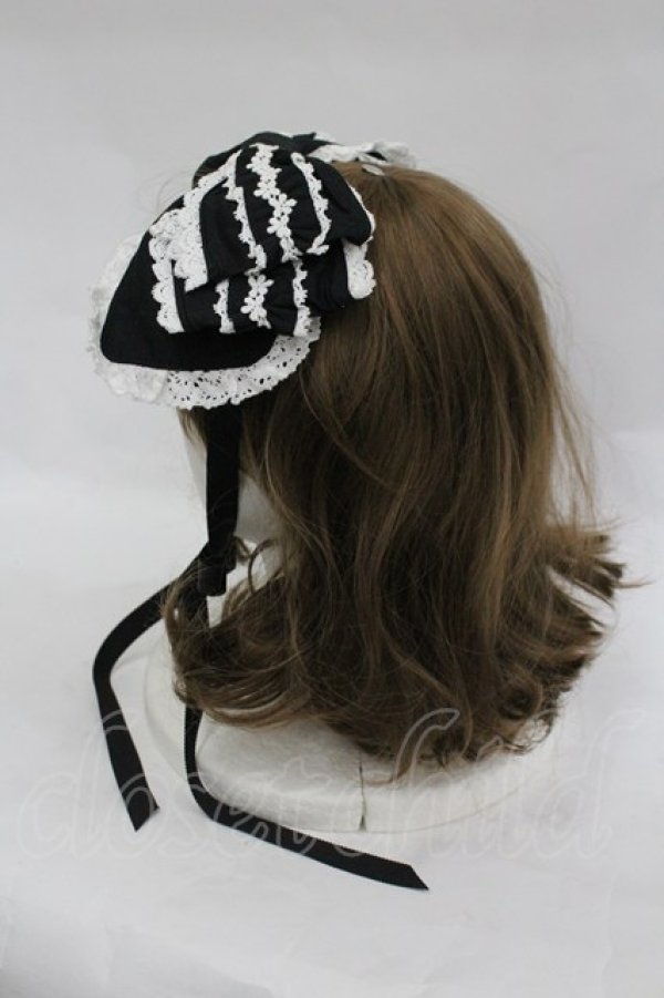 画像2: BABY,THE STARS SHINE BRIGHT / シャン・ドゥ・フルールリボンヘッドドレス  黒×オフ白 I-26-03-30-103-BA-AC-TE-ZI (2)