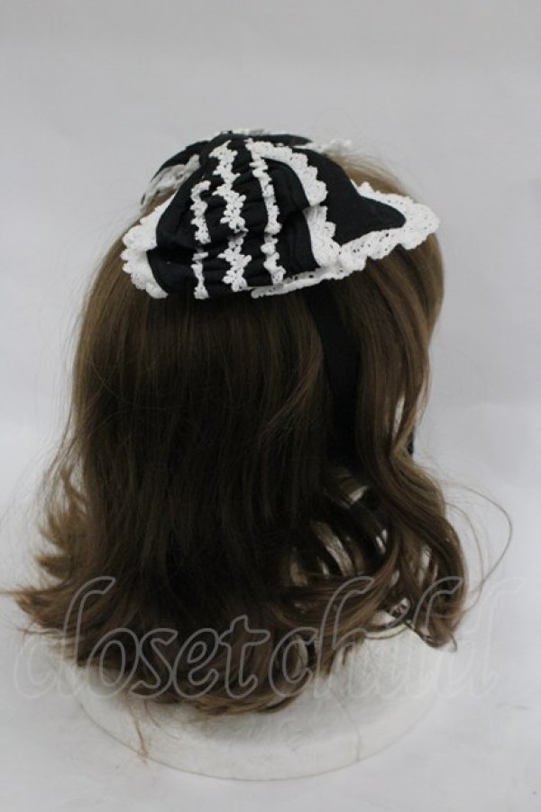 画像3: BABY,THE STARS SHINE BRIGHT / シャン・ドゥ・フルールリボンヘッドドレス  黒×オフ白 I-26-03-30-103-BA-AC-TE-ZI (3)