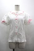 画像1: Antique Cat / はしごレースリボン半袖ブラウス  白Ｘピンク I-26-03-30-014-LO-BL-SA-ZI (1)