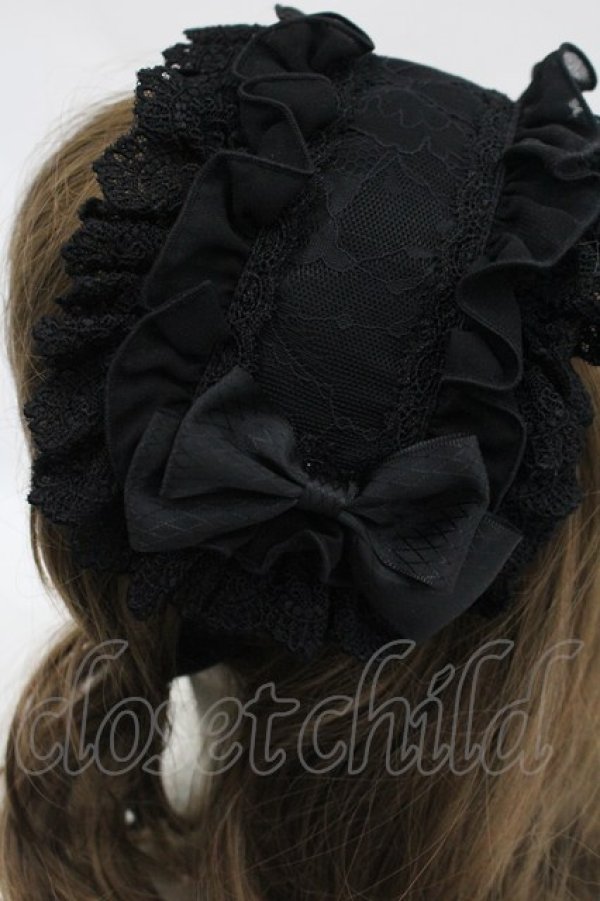 画像4: ATELIER PIERROT / レースリボンヘッドドレス  黒 I-26-03-30-105-EL-AC-TE-ZI (4)