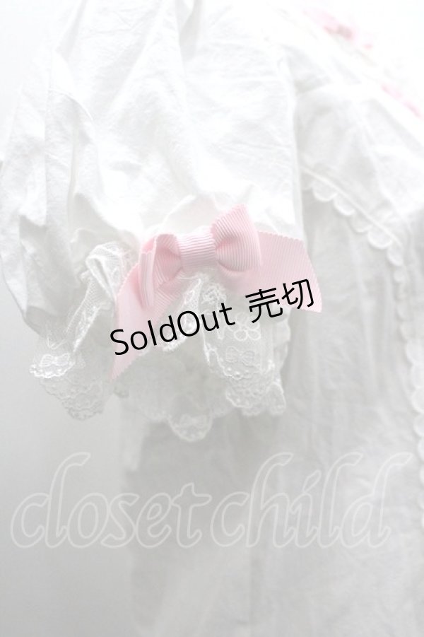 画像4: Antique Cat / はしごレースリボン半袖ブラウス  白Ｘピンク I-26-03-30-014-LO-BL-SA-ZI (4)