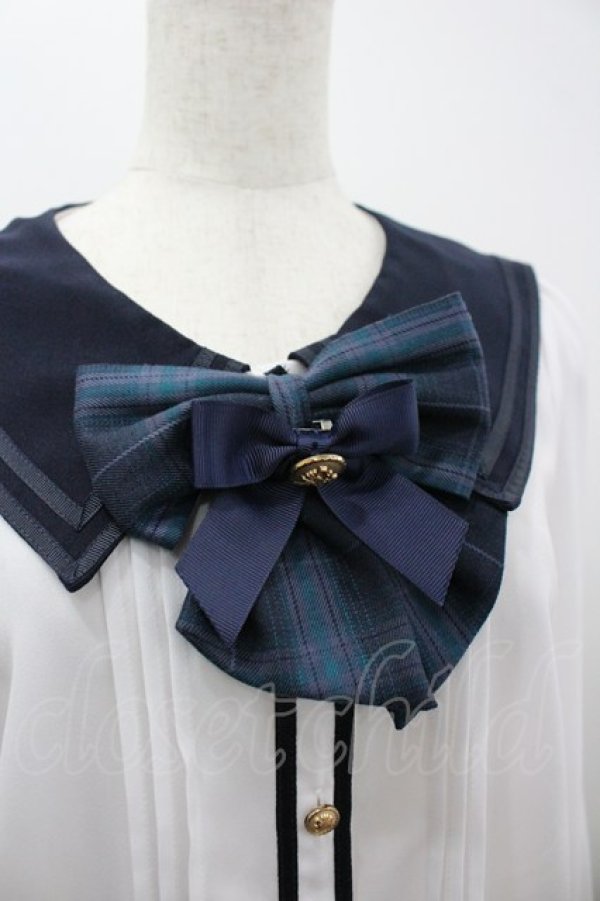 画像3: Amavel / セーラー襟長袖ブラウス  白Ｘネイビー I-26-03-30-015-CA-BL-SA-ZI (3)