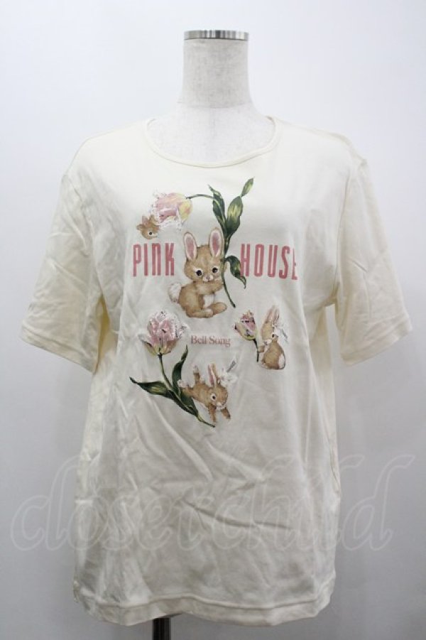 画像1: PINK HOUSE / チューリップうさぎプリントカットソー 4(L) 生成り I-26-03-30-021-LO-TO-SA-ZI (1)