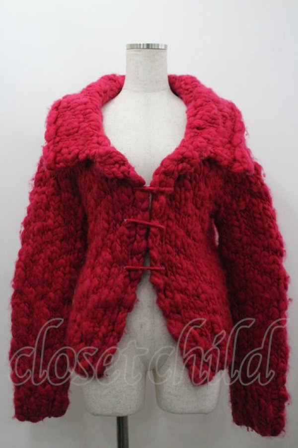 画像1: Jane Marple Dans Le Salon / フロントピンニットカウチン  濃ピンク I-26-03-30-022-JM-JA-SA-ZI (1)