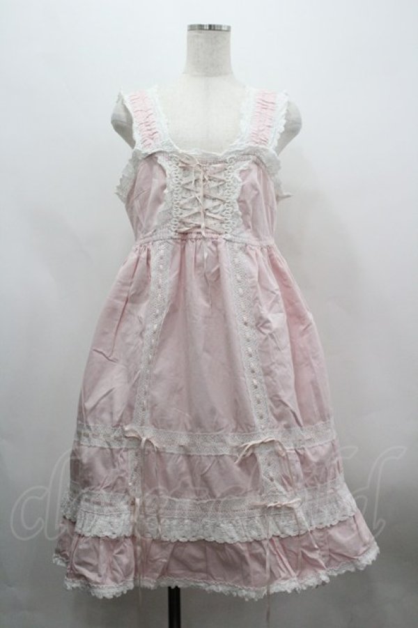 画像1: BABY,THE STARS SHINE BRIGHT / ベビードールジャンパースカート  ピンクＸ白 I-26-03-30-027-BA-OP-SA-ZI (1)