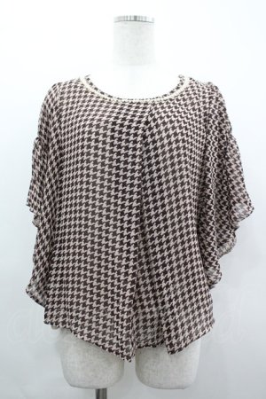 画像: axes femme / 千鳥シフォン半袖トップス  ブラウン I-26-04-01-033-AX-TO-SA-ZI