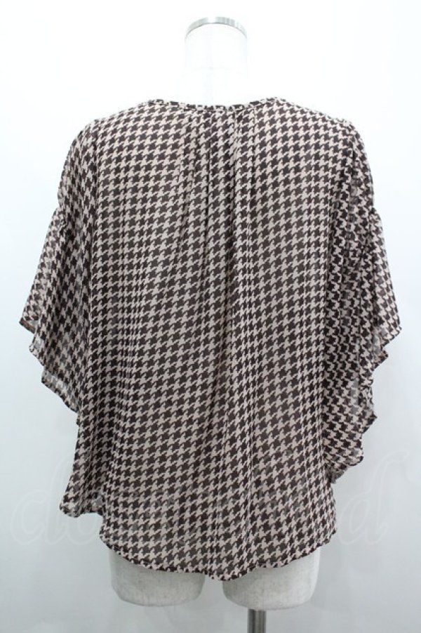 画像2: axes femme / 千鳥シフォン半袖トップス  ブラウン I-26-04-01-033-AX-TO-SA-ZI (2)