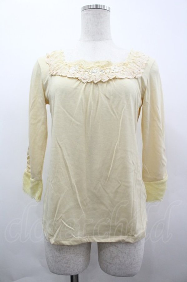 画像1: axes femme / ビジュー付きカットソー  イエロー I-26-04-01-034-AX-TO-SA-ZI (1)