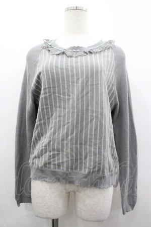 画像: axes femme / ストライプニットトップス  グレーＸ白 I-26-04-01-037-AX-TO-SA-ZI