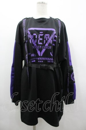 画像: NOEMIE / ハーネス付きユニセックスジャージプルオーバー M 黒×パープル I-26-04-01-038-LO-TO-TE-ZI