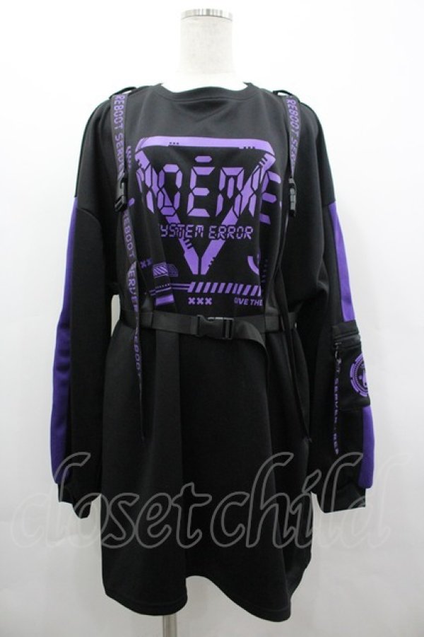 画像1: NOEMIE / ハーネス付きユニセックスジャージプルオーバー M 黒×パープル I-26-04-01-038-LO-TO-TE-ZI (1)