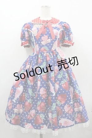画像: Angelic Pretty / Fresh Strawberry Dinerワンピース  青 I-26-04-01-045-AP-OP-SA-ZI