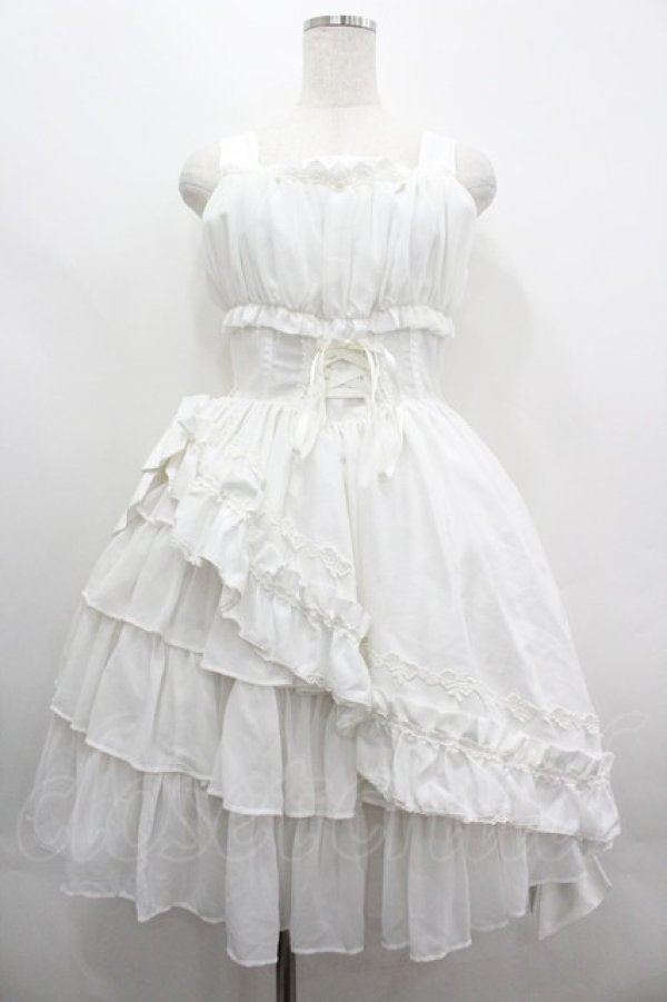 画像1: ALICE and the PIRATES / ギャザーシフォンジャンパースカート  白 I-26-04-01-049-PA-OP-SA-ZI (1)