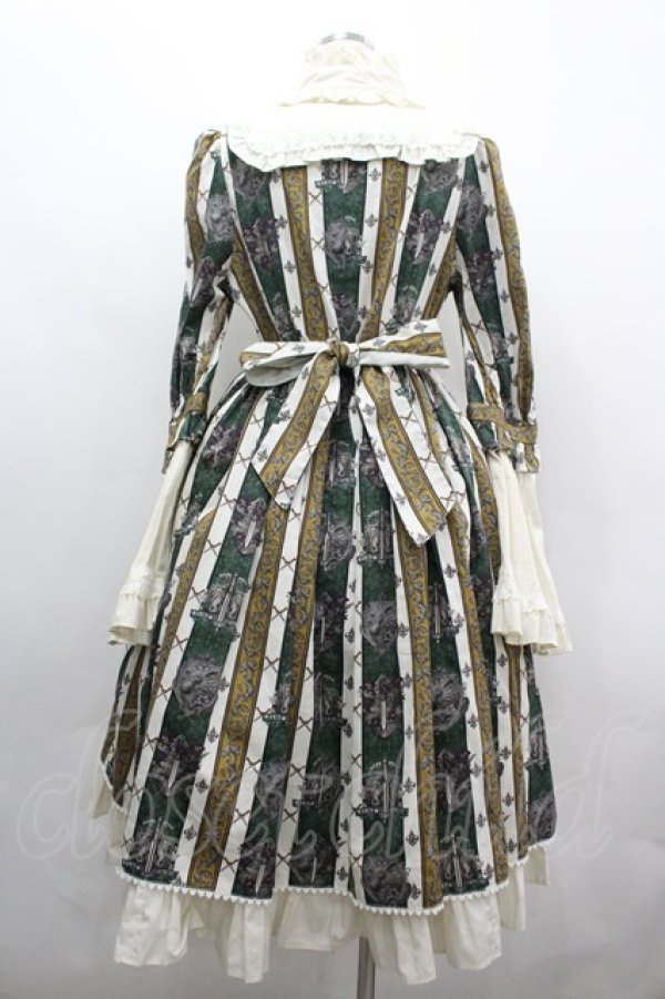 画像2: ALICE and the PIRATES / St.Lily Wolf〜狼騎士と百合の誓い〜柄ワンピース  グリーン I-26-04-01-051-PA-OP-SA-ZI (2)