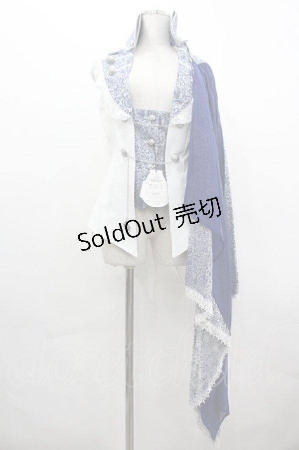 画像1: ALICE and the PIRATES / Holy Knight〜聖なる夜の聖なる騎士〜ショルダートレーン付きベスト  白Ｘ紺 I-26-04-01-052-PA-JA-SA-ZI (1)