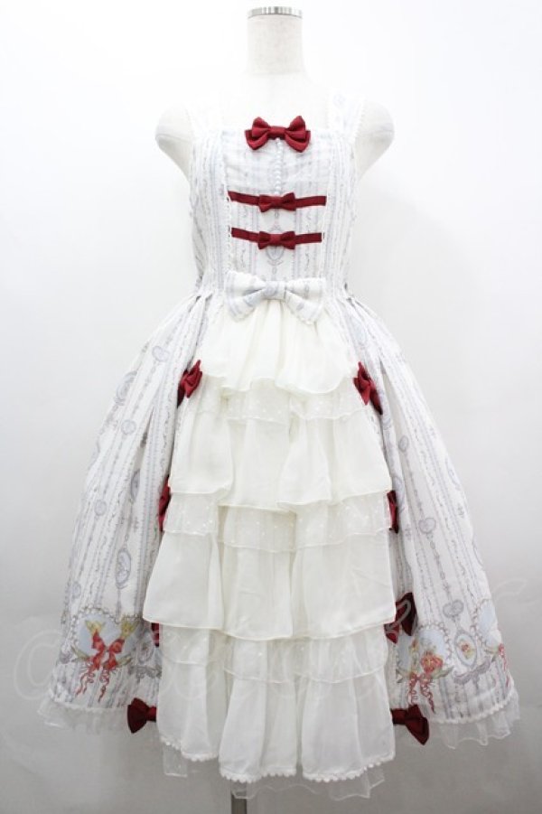 画像1: metamorphose / 思い出のすずらんフリルジャンパースカート  白 I-26-04-01-057-ME-OP-SA-ZI (1)