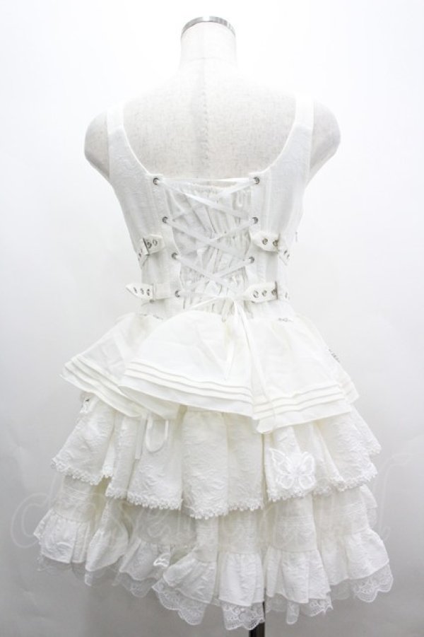 画像4: 豹了介猫 / クロスモチーフ半袖ボレロ&ジャンパースカートセット S 白 I-26-04-01-061-LO-OP-SA-ZI (4)