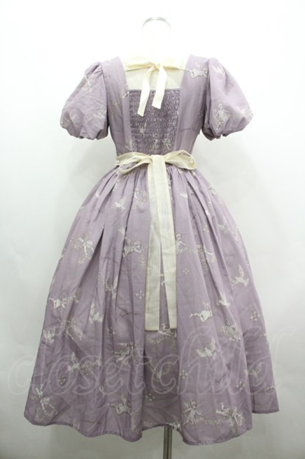 画像2: 仲夏物語 / 天使柄半袖ワンピース  ラベンダー I-26-04-01-064-EL-OP-SA-ZI (2)