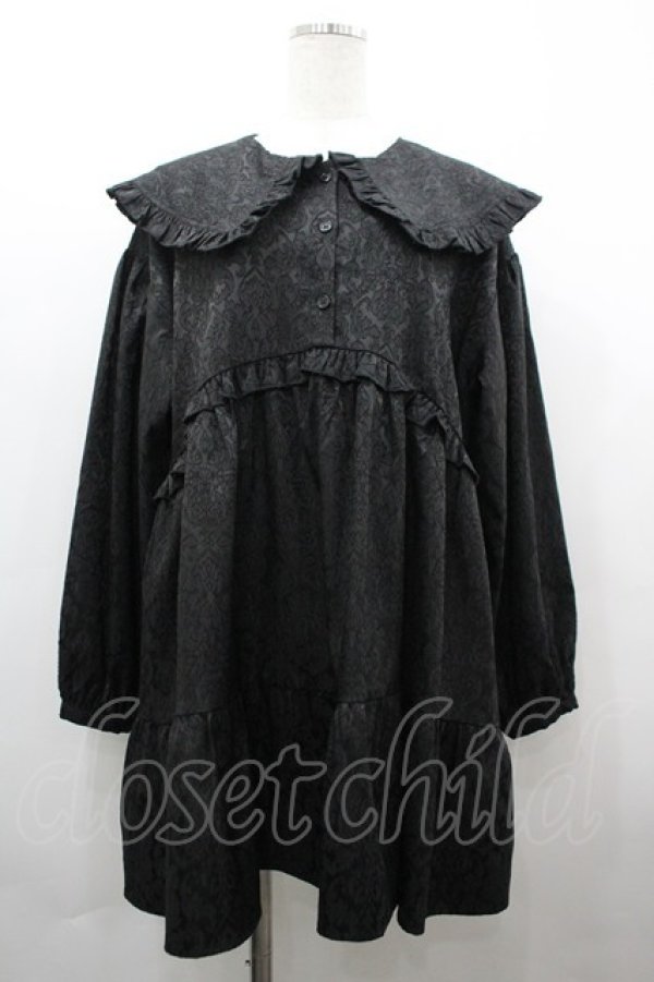 画像1: merry jenny / ジャガードフリルカラーミニワンピース F 黒 I-26-04-01-069-LO-OP-TE-ZI (1)