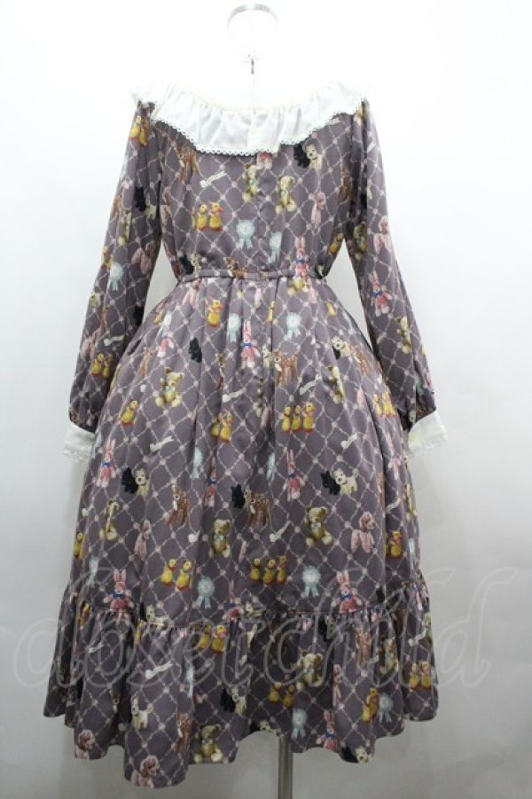 画像2: Melody BasKet / ちいさなぬいぐるみヨークワンピース  ブラウンＸ白 I-26-04-01-071-LO-OP-SA-ZI (2)