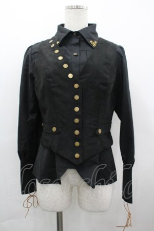 画像: Vancy / スナップボタンベスト付きシャツ M 黒 I-26-04-01-008-LO-BL-SA-ZI