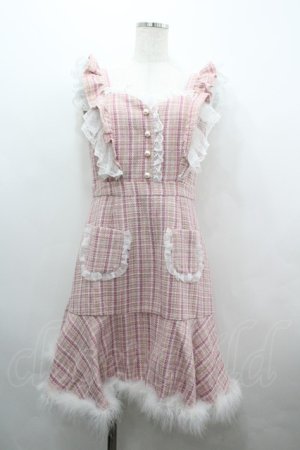画像: mellfy memory / Berry milk tweedワンピース  ピンクチェックＸ白 I-26-04-01-074-0-OP-SA-ZI
