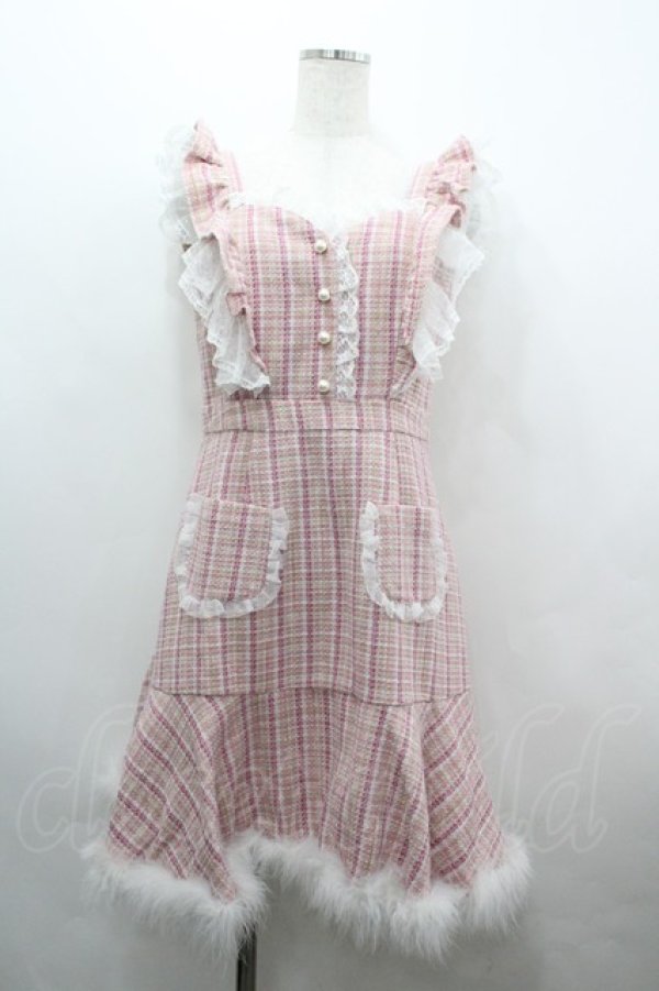 画像1: mellfy memory / Berry milk tweedワンピース  ピンクチェックＸ白 I-26-04-01-074-0-OP-SA-ZI (1)
