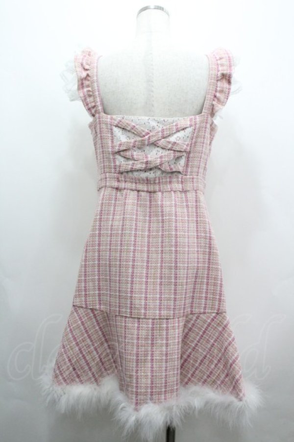 画像2: mellfy memory / Berry milk tweedワンピース  ピンクチェックＸ白 I-26-04-01-074-0-OP-SA-ZI (2)