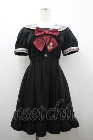 画像: Secret Honey / レース襟セーラーワンピース 2 黒×赤 I-26-04-01-081-CA-OP-TE-ZI