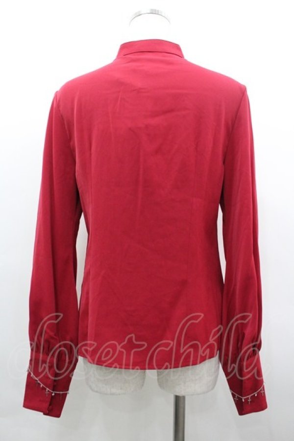 画像2: 囚鳥の旅店 / クロスリボンブローチ付きブラウス M 赤 I-26-04-01-009-LO-BL-SA-ZI (2)