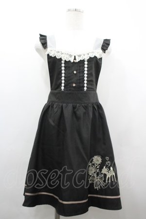 画像: axes femme / バンビ刺繍ジャンパースカート  黒Ｘ白 I-26-04-01-090-AX-OP-SA-ZI