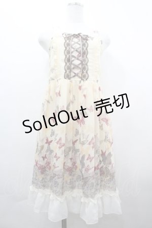 画像: axes femme / 蝶柄レースアップチュニックワンピース  アイボリー I-26-04-01-092-AX-OP-SA-ZI