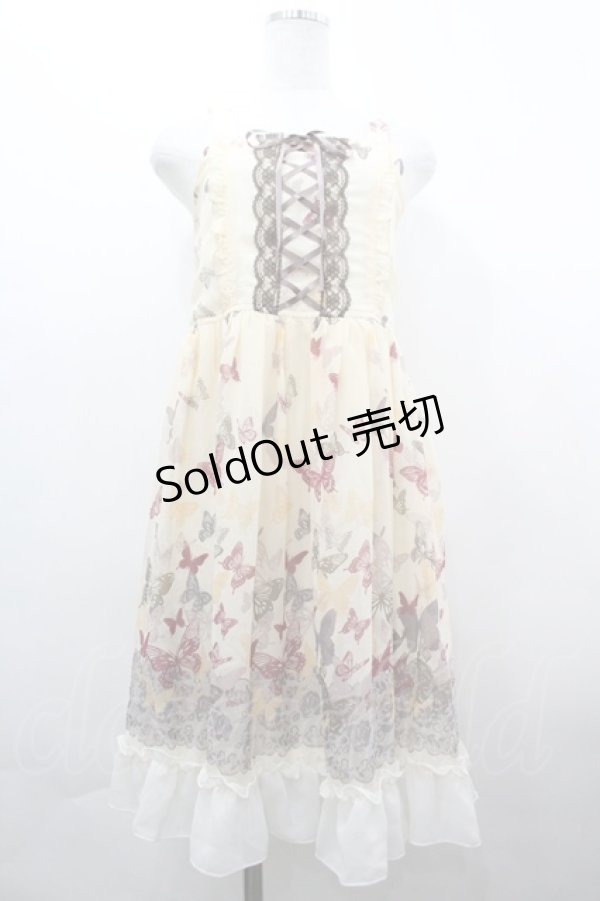 画像1: axes femme / 蝶柄レースアップチュニックワンピース  アイボリー I-26-04-01-092-AX-OP-SA-ZI (1)