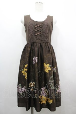 画像: axes femme / 楽譜×鳥かご柄ワンピース  ブラウン I-26-04-01-094-AX-OP-SA-ZI