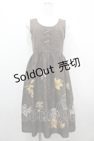 画像: axes femme / 楽譜×鳥かご柄ワンピース  ブラウン I-26-04-01-094-AX-OP-SA-ZI