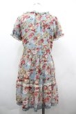 画像2: axes femme / 水彩画薔薇ブーケ半袖ワンピース  サックス I-26-04-01-095-AX-OP-SA-ZI (2)