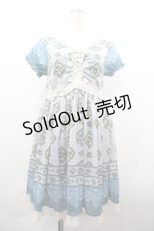 画像: axes femme / フラワーストライプワンピース  サックス I-26-04-01-096-AX-OP-SA-ZI