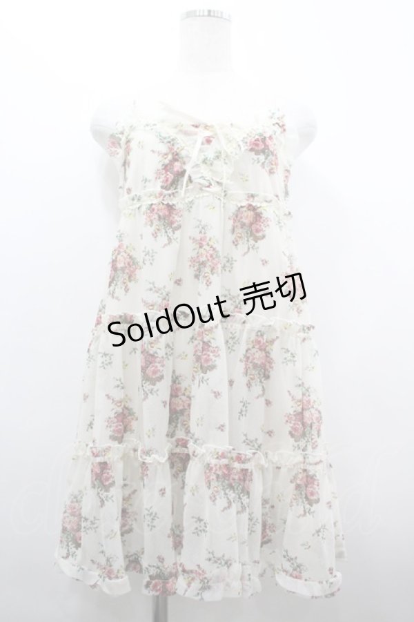 画像1: axes femme / フラワーブーケプリントキャミワンピース  アイボリー I-26-04-01-097-AX-OP-SA-ZI (1)