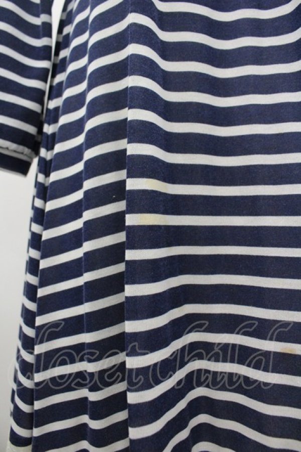 画像3: axes femme / ボーダーレースチュニック  ネイビーＸ白 I-26-04-01-099-AX-OP-SA-ZI (3)