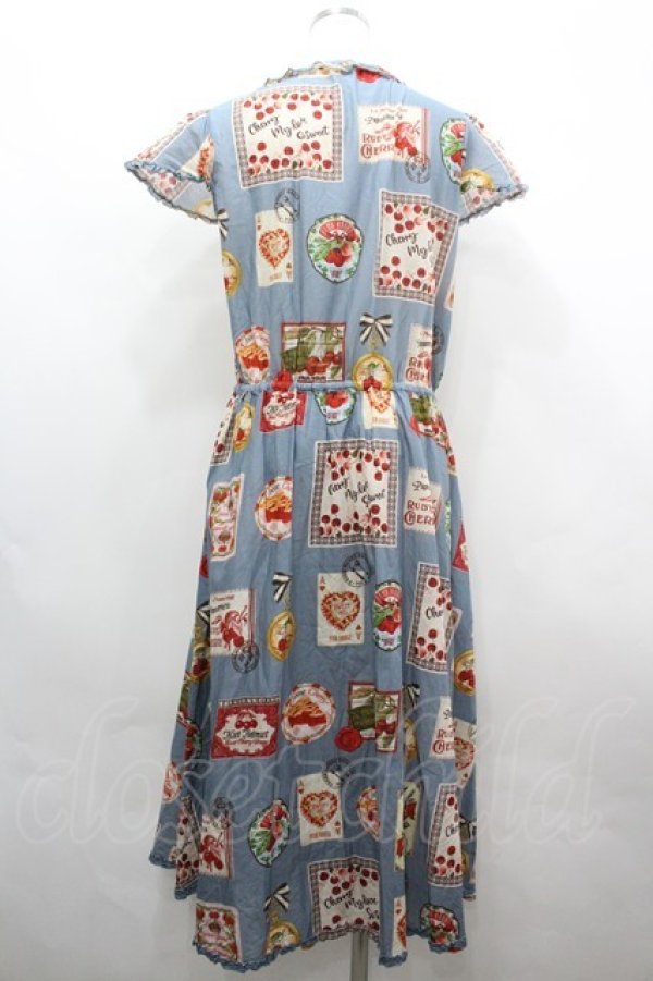 画像2: PINK HOUSE / チェリープリントミディワンピース  青 I-26-04-01-102-LO-OP-SA-ZI (2)