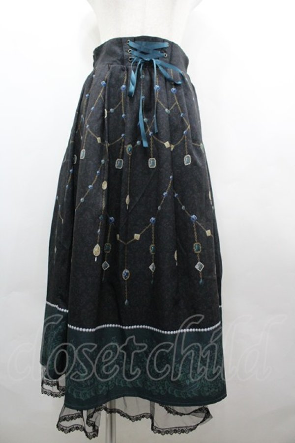 画像1: axes femme / オーナメントジュエリー柄スカート  黒 I-26-04-01-106-AX-SK-SA-ZI (1)