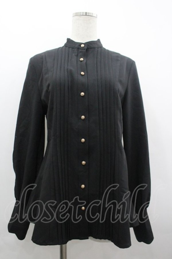 画像1: Little Dipper / ハイネックピンタック長袖ブラウス M 黒 I-26-04-01-011-LO-BL-SA-ZI (1)