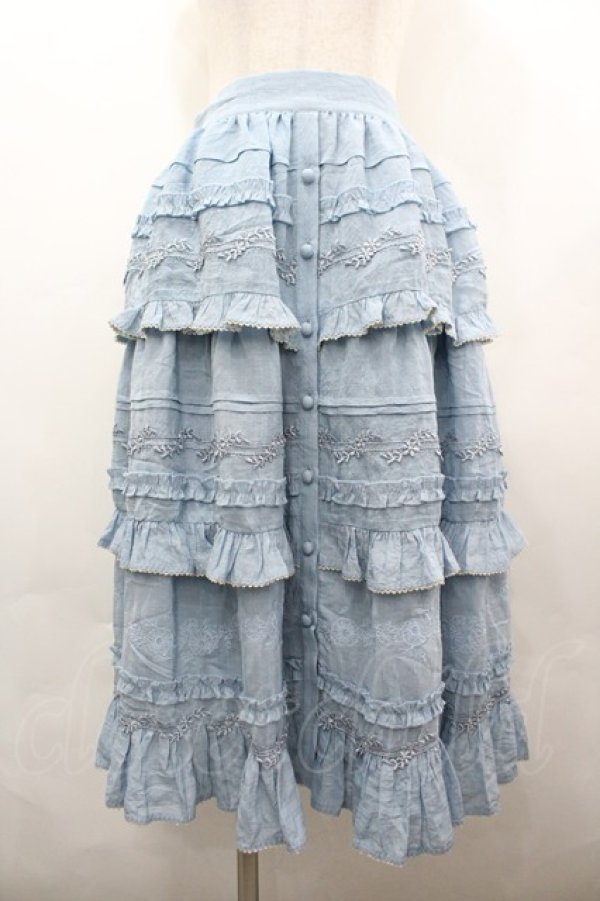 画像1: ZJ STORY / フリルフラワーレーススカート  サックス I-26-04-01-116-LO-SK-SA-ZI (1)