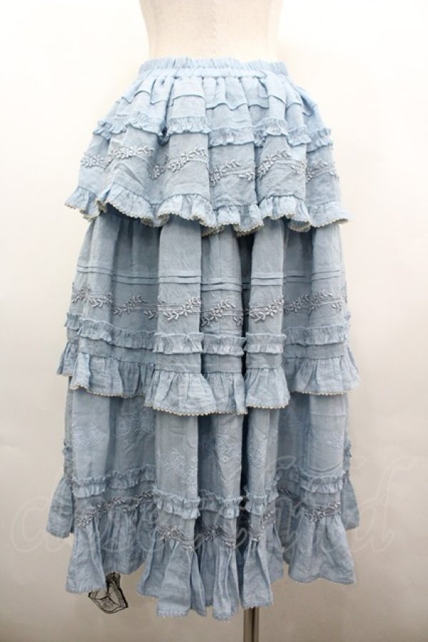 画像2: ZJ STORY / フリルフラワーレーススカート  サックス I-26-04-01-116-LO-SK-SA-ZI (2)