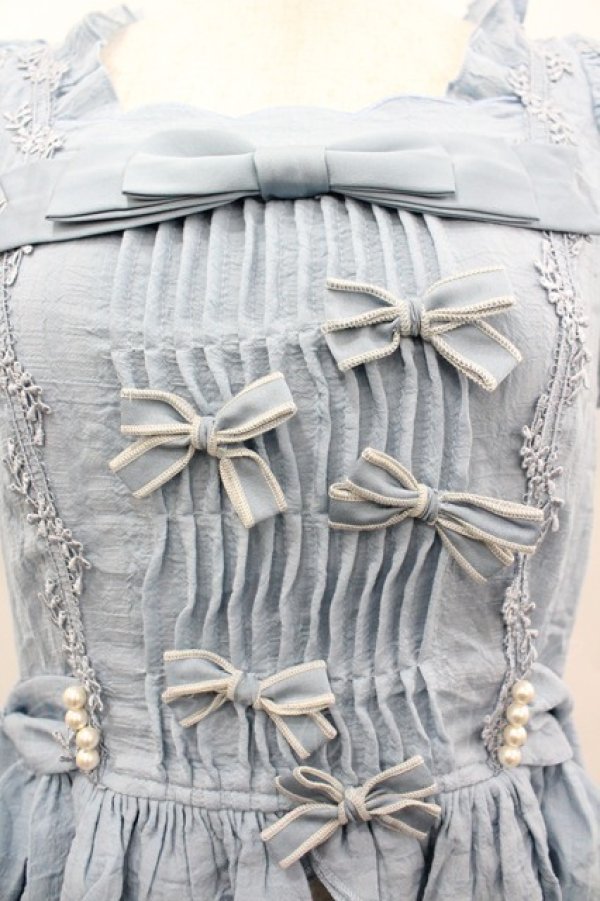 画像3: ZJ STORY / リボンピンタック半袖トップス  サックス I-26-04-01-012-LO-TO-SA-ZI (3)