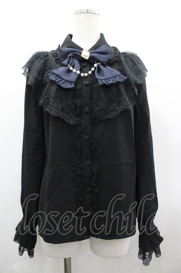 画像1: Amavel / Rosette Doll Classicブラウス  黒 I-26-04-01-002-CA-BL-SA-ZI (1)